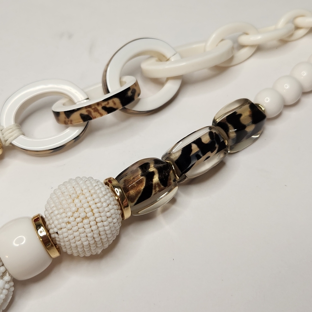 Chicos White Beaded Link Multi String Chunky Bold… - image 2